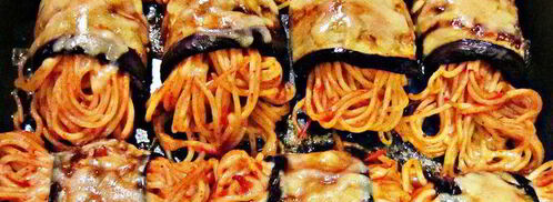 роллы из баклажанов со спагетти. Шаг 11