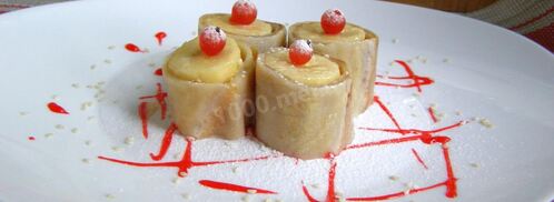 сладкие суши роллы с бананами. Шаг 9