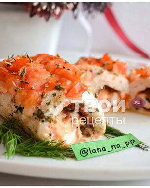 Куринный рулетики с сыром и помидором