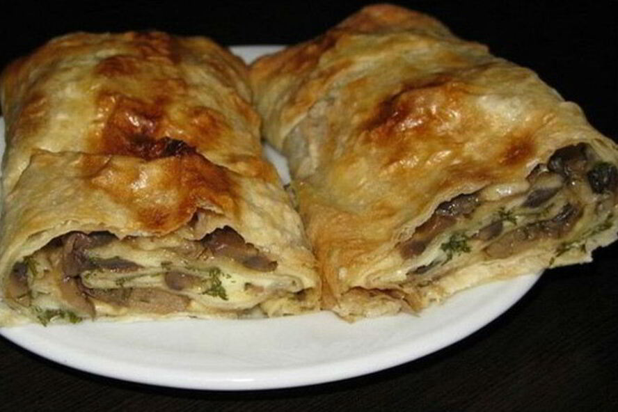 Рецепт рулета из лаваша с грибами