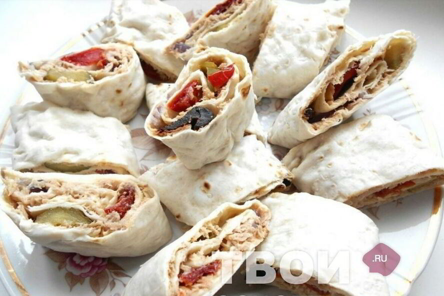 Рецепт рулета из лаваша с тунцом