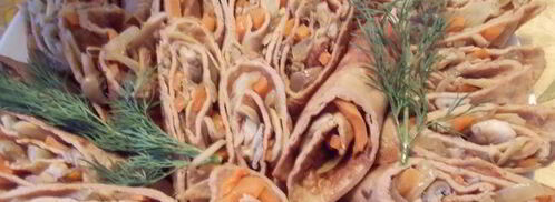 рулетики из печеночных блинчиков с грибами. Шаг 7