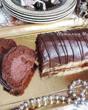 Шоколадный рулет с арахисовым пралине Трюфельный