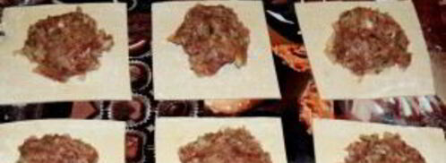 самса из слоеного теста с фаршем. Шаг 4