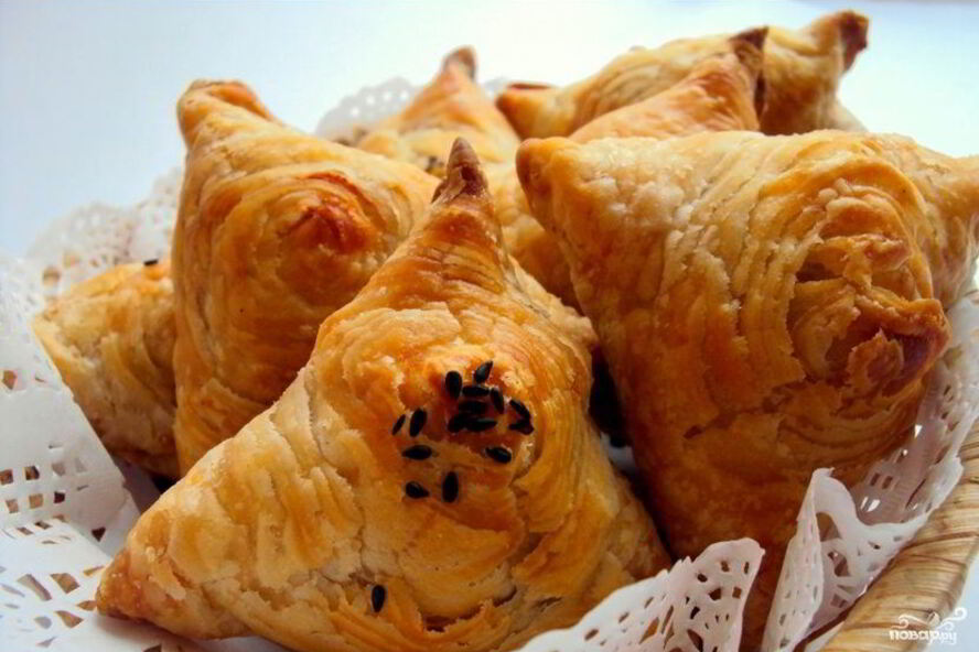 Рецепт самсы из слоеного теста с курицей