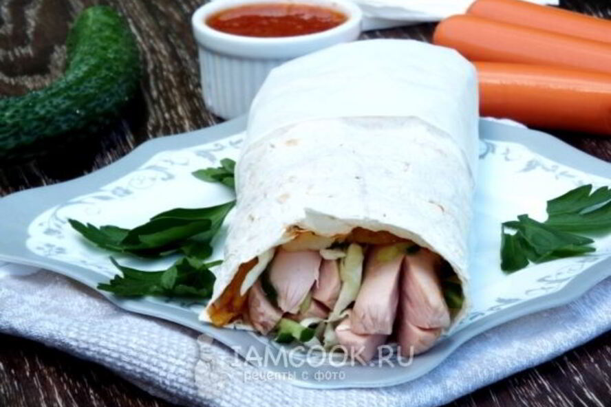 Рецепт шаурмы с сосиской