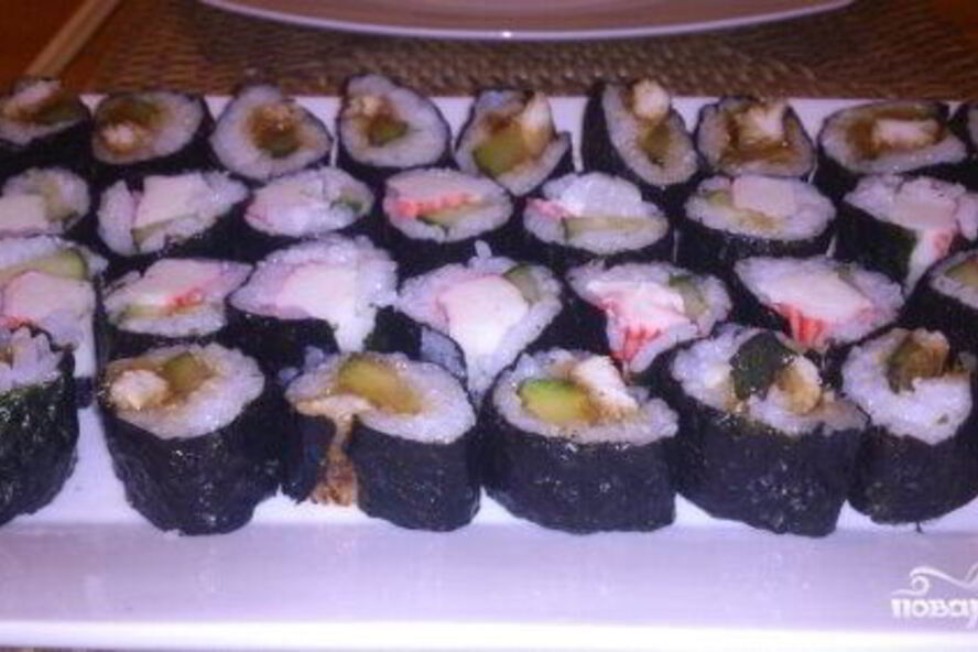 Рецепт суш с огурцом и крабовыми палочками