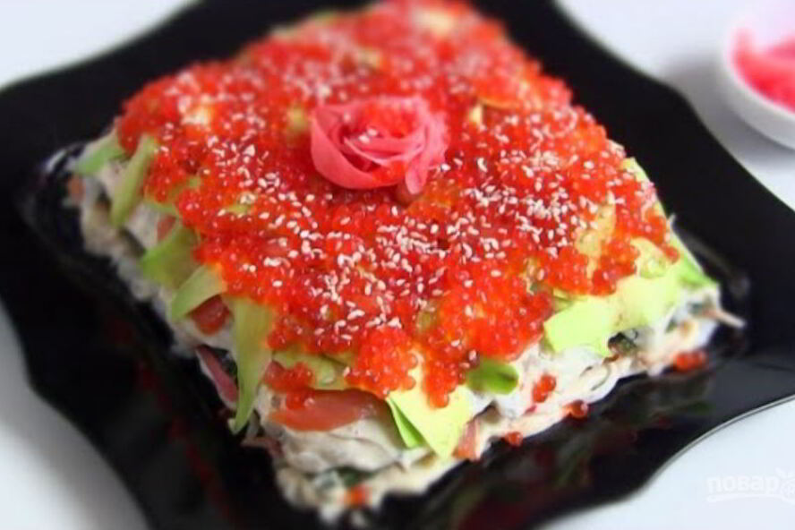 Рецепт суш-торта закусочный