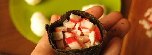 суши, запеченные со спайси соусом с крабовыми палочками. Шаг 8