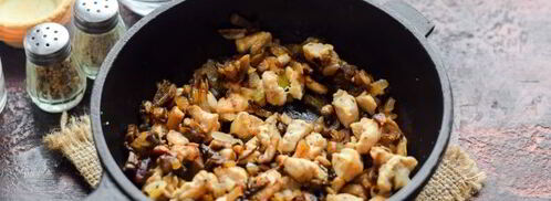 тарталетки с грибами, курицей и сливками. Шаг 5