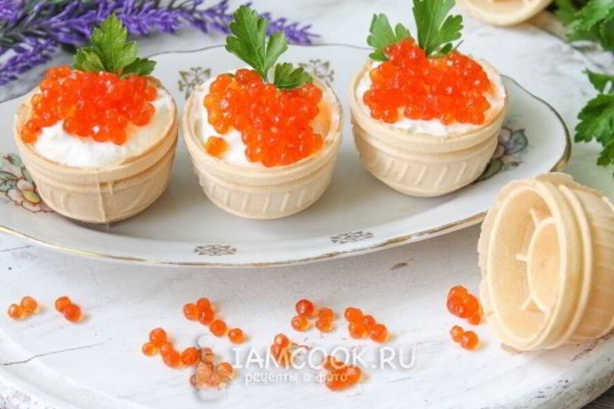 Рецепт тарталеток с икрой и творожным сыром