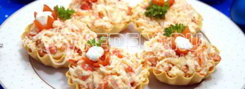 тарталетки с крабовым салатом. Шаг 7