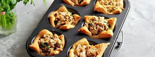 тарталетки с курицей, грибами и сыром. Шаг 10