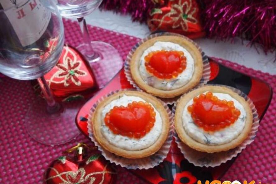 Рецепт закуски в тарталетках с несладкой начинкой для влюбленных
