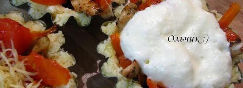 закусочные рисовые тарталетки с запеченными овощами и куриным филе под сыром. Шаг 16