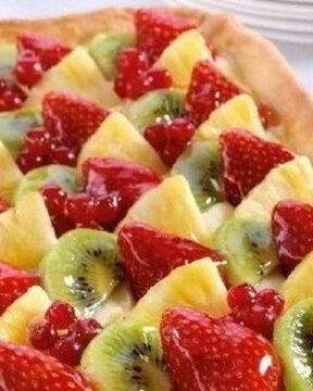 Сладкий тарт с киви, клубникой и ананасом