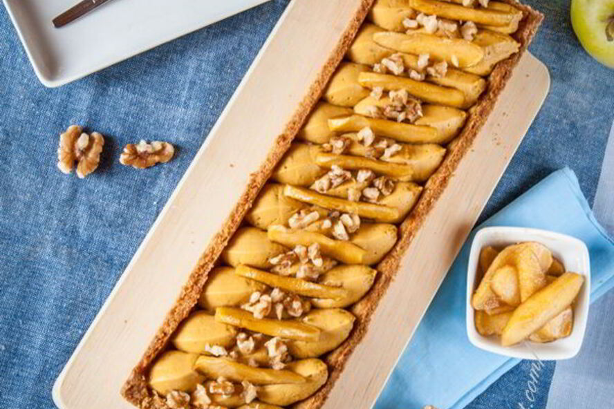 Рецепт тарта с карамельным кремом и яблоками