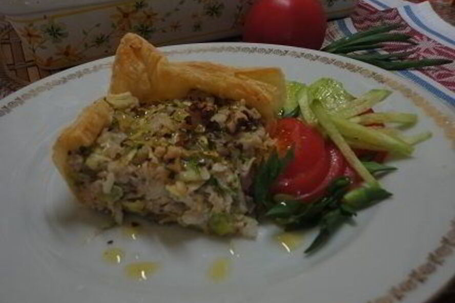 Рецепт тарта с цукини, рисом и орехами