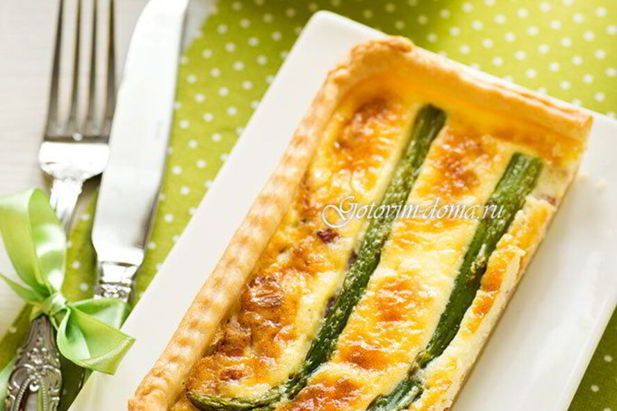 Рецепт тарта со спаржей и беконом