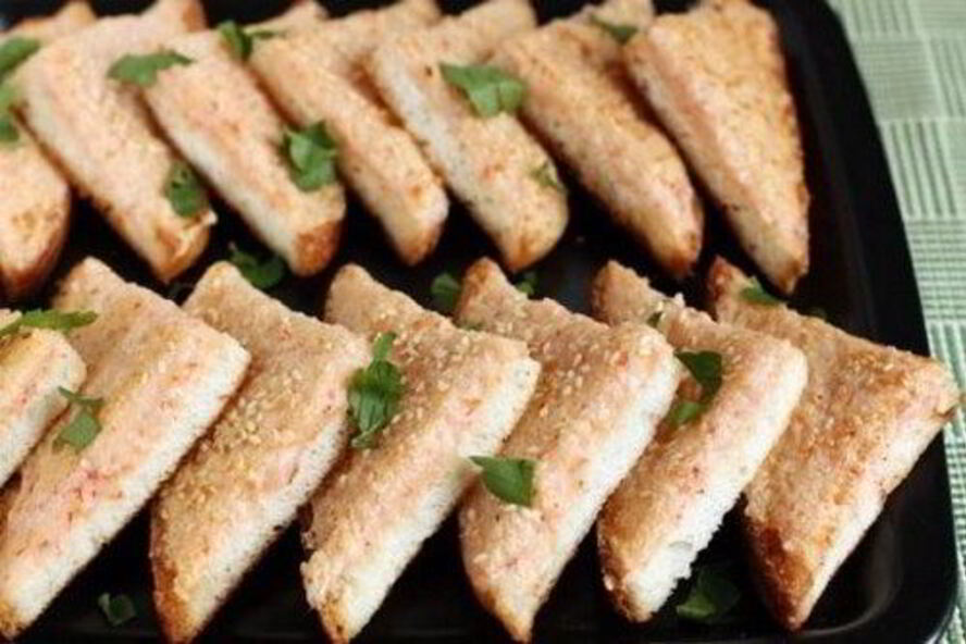 Рецепт хрустящих креветочных тостов с кунжутом