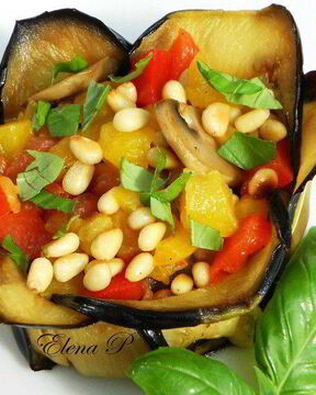 Цветы из баклажанов