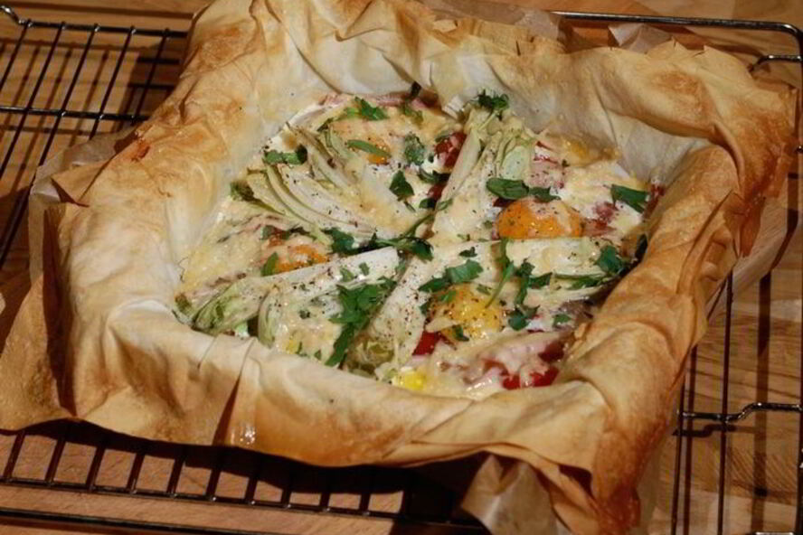 Рецепт королевской яичницы на тесте фило