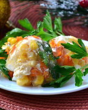 Овощное заливное в яичной скорлупе