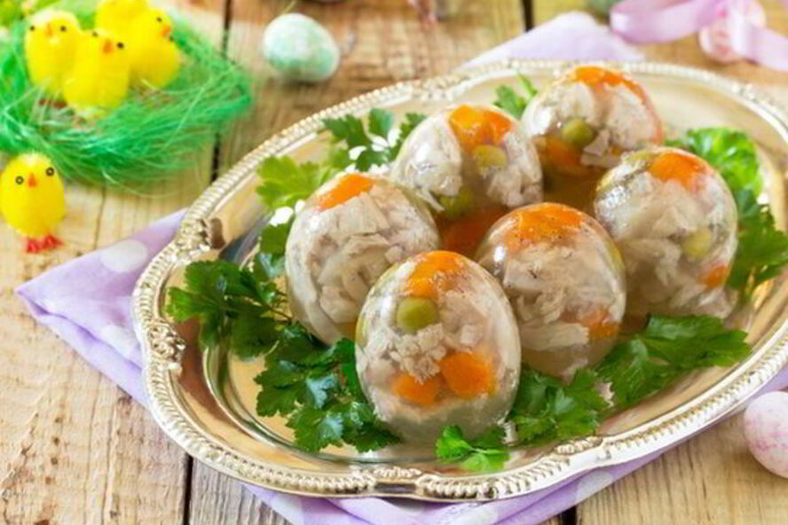 Рецепт заливного из курицы с овощами