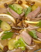 Заливное из свиного языка с опятами