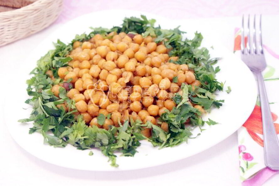 Рецепт жареного нута с зеленью