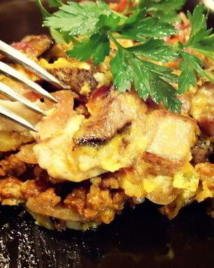 Жульен с фаршем и грибами