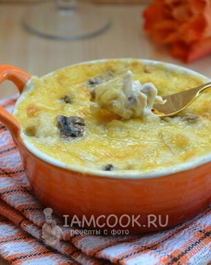 Жульен с курицей и шампиньонами в духовке