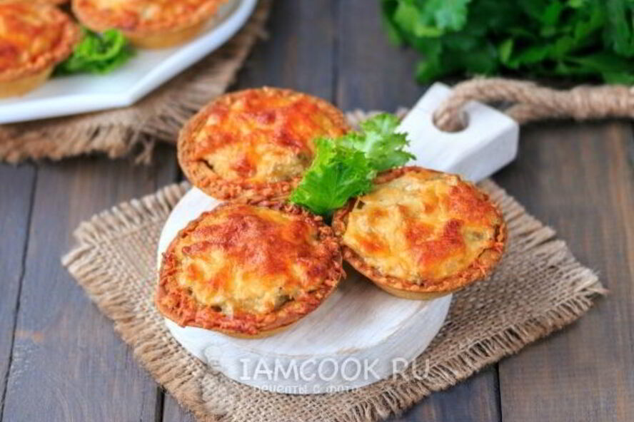 Рецепт жульена в тарталетках с грибами и сыром